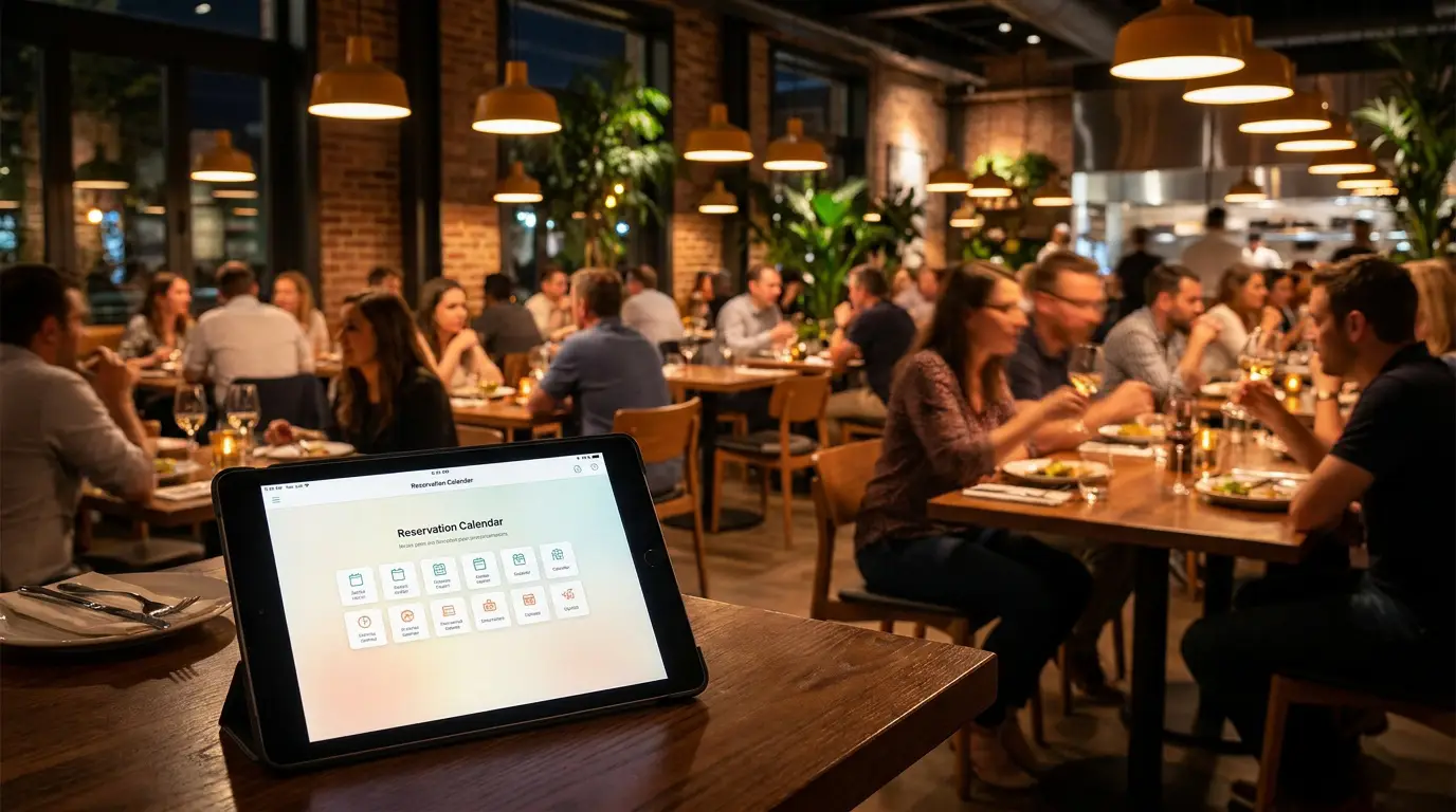 Restaurant moderne avec tablette de réservation